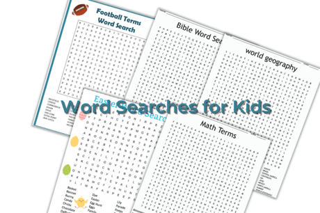 34 Printable Word Searches for Kids