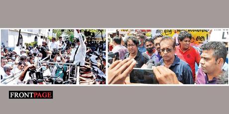 SJB,JVP defy curfew to protest