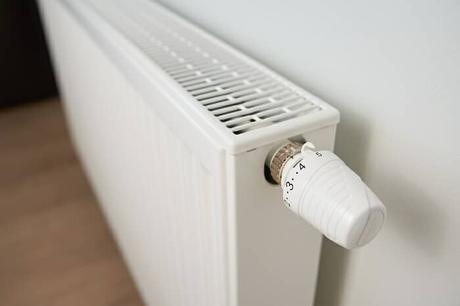 White radiator with white radiator handle
