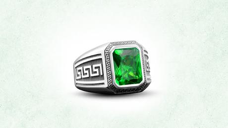 Signet emerald ring for men