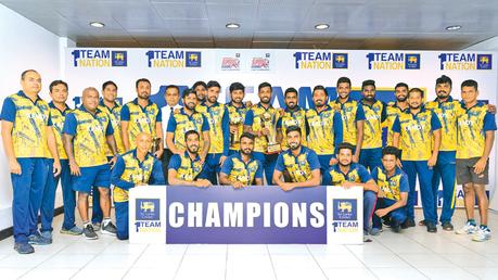 National Super League 4 day champions Kandy team poses in the picture after presentation ceremony.