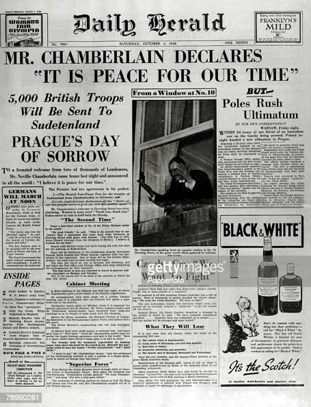 Publishing, Historic Newspaper Headlines, 1st October 1938, The front...  News Photo - Getty Images