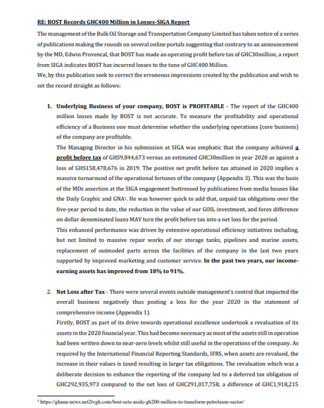 Claims BOST recorded GH¢400 million in losses inaccurate – Management