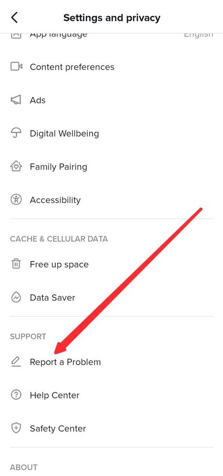 Tap on Report a problem