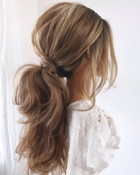 pony tail hairstyles messy casual swept on long hair cathughesxo