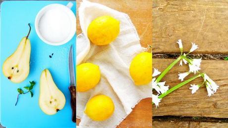 Pears with Mint Leaves and Lemon Syrup