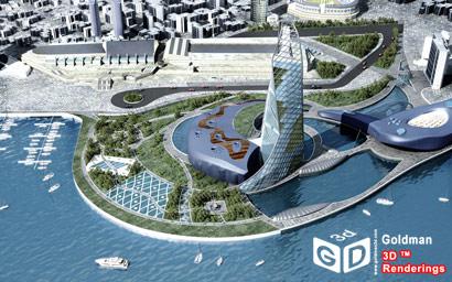 Architectural Renderings Dubai style: Water Park in Downtown San Diego