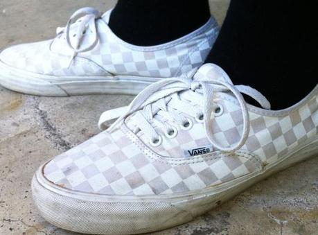 Street Feet: White Checkerboard Vans