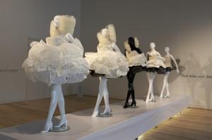 Mannequins displaying dis-solvable wedding Dresses
