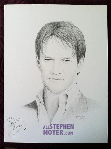 Stephen Moyer signs Fan Art Portrait for Charity Auction