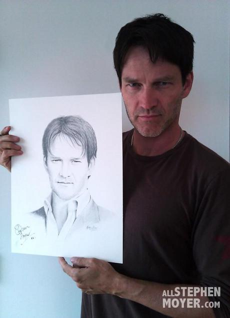 Stephen Moyer signs Fan Art Portrait for Charity Auction