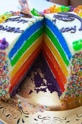 Rainbow Cake At a Family Picnic