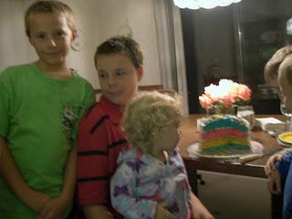 Rainbow Cake At a Family Picnic