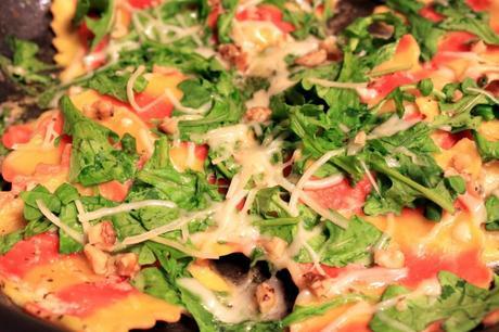 Butternut Squash Ravioli with Parmesan, Walnuts and Arugula