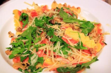 Butternut Squash Ravioli with Parmesan, Walnuts and Arugula