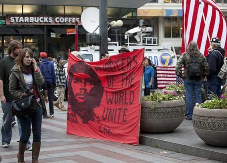 Occupy Seattle Protests — soon there will be similar ones in the UK. Photo credit: Bellvue Fine Art Repro http://www.flickr.com/photos/panacheart/6221743229/lightbox/