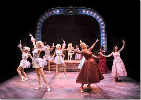 (Front row l-r) L.R. Davidson as Young Sally, Amanda Tanguay as Young Carlotta, Hollis Resnik as Carlotta Campion and Susan Moniz as Sally Durant Plummer, with the “Weismann Follies” company, perform “Who’s That Woman” in Chicago Shakespeare Theater’s production of James Goldman and Stephen Sondheim’s Follies, directed by Gary Griffin and playing a limited engagement in CST’s Courtyard Theater now through November 6, 2011. Photo by Liz Lauren.