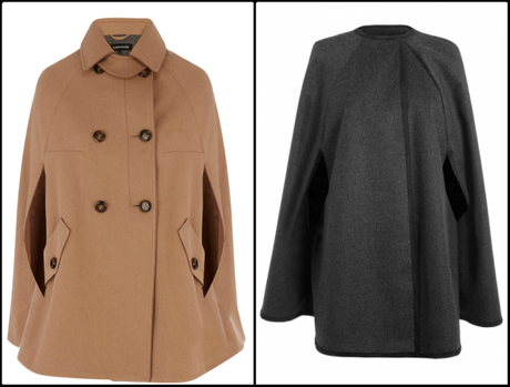 L: Melton Cape from Warehouse, £75 R: Dark Grey Cape from Next, £35