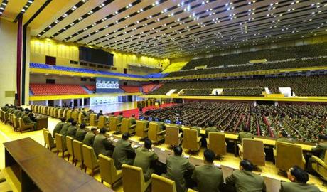 View from the leadership platform of a practical shooting competition of participants in the 4th Meeting of KPA Company Commanders and Political Instructors (Photo: Rodong Sinmun).