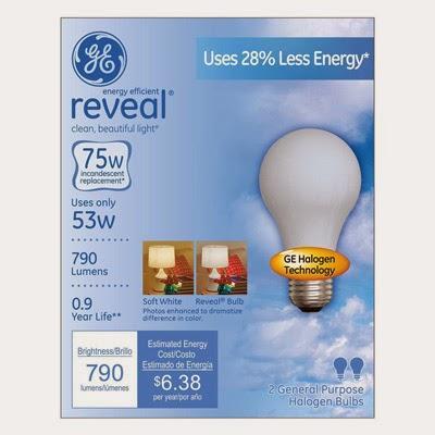 GE reveal 75W halogen bulbs