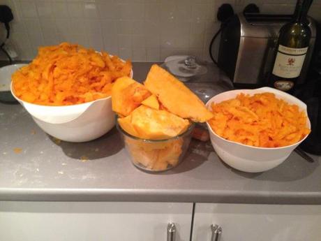 kilos of pumpkin flesh from carving use in cake recipe