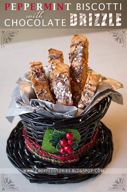 Peppermint Biscotti with Chocolate Drizzle via Cropped Stories