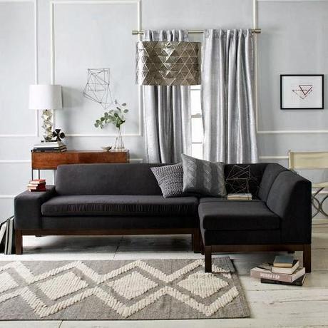 Modern Cozy Black Sectional Sofa