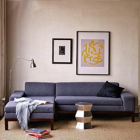 Modern Cozy Blue Sectional Sofa