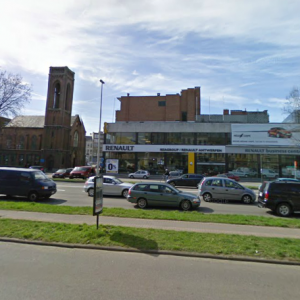 INCORRECT: The Church and (now derelict) Renault garage - NOT THE HOLIDAY INN EXPRESS ANTWERP NORTH