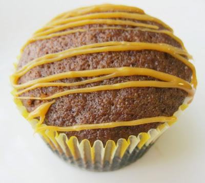 Persimmon Gingerbread Muffins with Caramel Drizzle