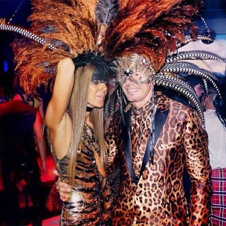 Anna Dello Russo suffered a glamorous case of jungle fever with Stefano Gabbana at the Hallowood 2013 event.