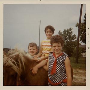 Three children and a pony