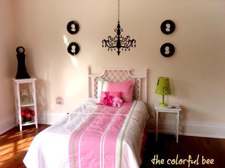 chandelier applique in a little girls staged bedroom