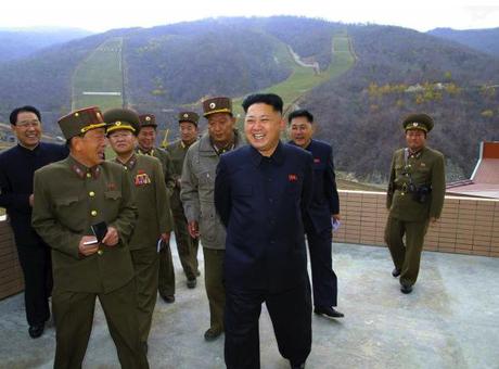 Kim Jong Un tours the construction of the Masik Pass Ski Resort in Kangwo'ng Province (Photo: Rodong Sinmun).