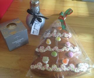 selfridges christmas cake, gingerbread tree and sparkling wine