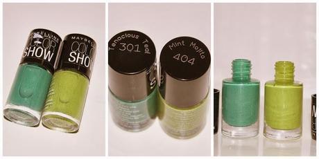 Maybelline Color Show Nail Paints 301 Tenacious Teal and 404 Mint Mojito