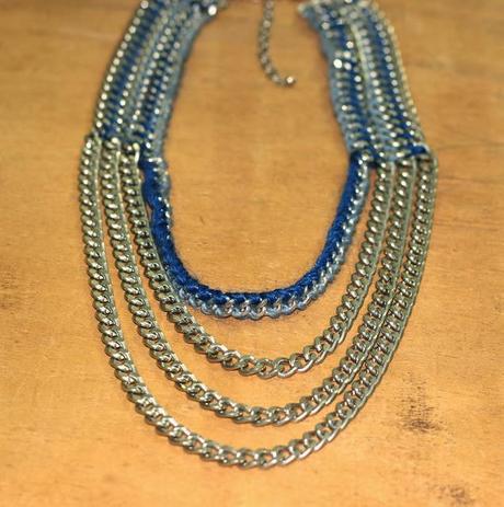 Beautiful Denim Blue Necklace in Multiple Chain Detail