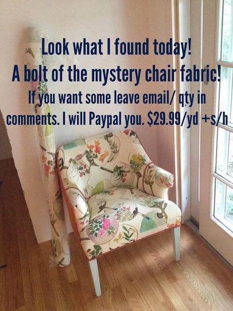 Mystery chair fabric up for grabs!