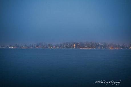 Toronto, cityscape, skyline, night photography, fog, Ward Island, long exposure, blue hour