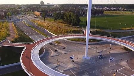 Giant Hovering Roundabout For Cyclists In The Netherlands