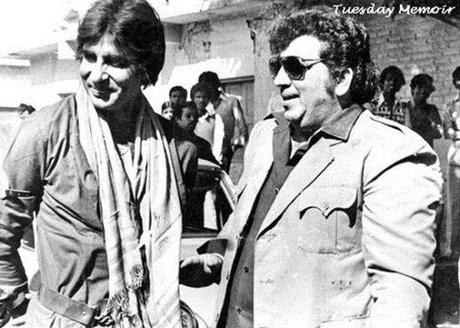 Amitabh with Amjad Khan during the resumption of 