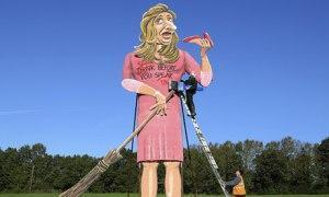 An effigy of Katie Hopkins, ex-Aprentice contestant and drivel-mouthed, bourgeois idiot, is prepared for burning in Edenbridge, November 2013. image from www.Guardian.com 