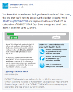 Energy Star Post on Facebook