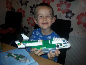 Little Mr A has fun building the LEGO City Cargo Heliplane