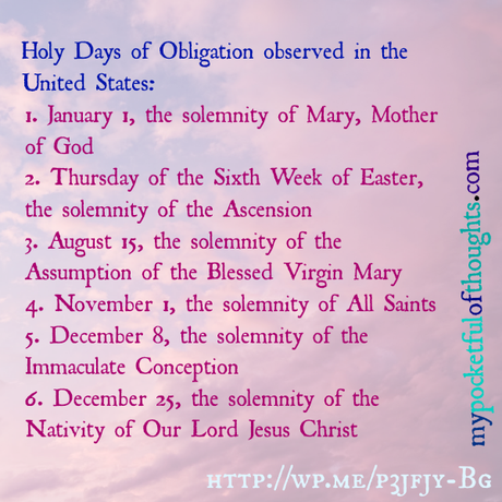 holy days of obligation observed in the US
