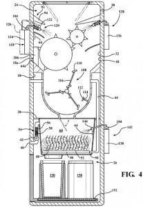 Internal diagram of the Whirlpool composter, with grinding and hydrating systems.