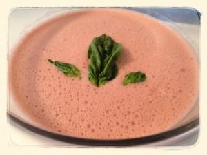 Cool summer watermelon basil soup