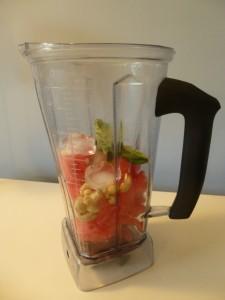 Vitamix watermelon basil soup - pre-blending