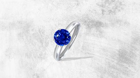 Traditional Round Untreated Blue Sapphire Solitaire Ring