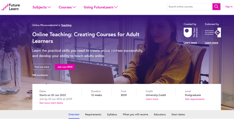 Online Teaching Microcredential : Learn to Teach Online With FutureLearn